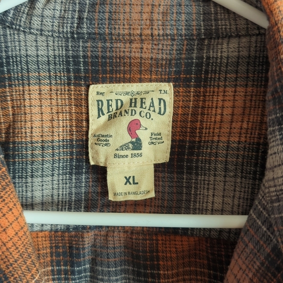 RedHead Brand Co. Flannel Shirt. XL. Rust & Gray. - Picture 2 of 4